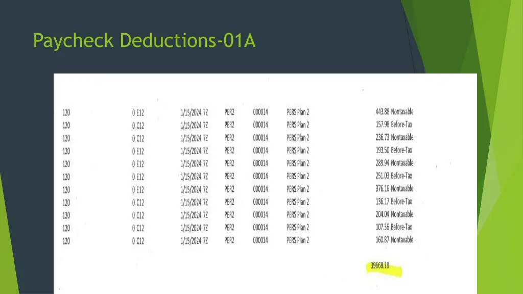 paycheck deductions 01a