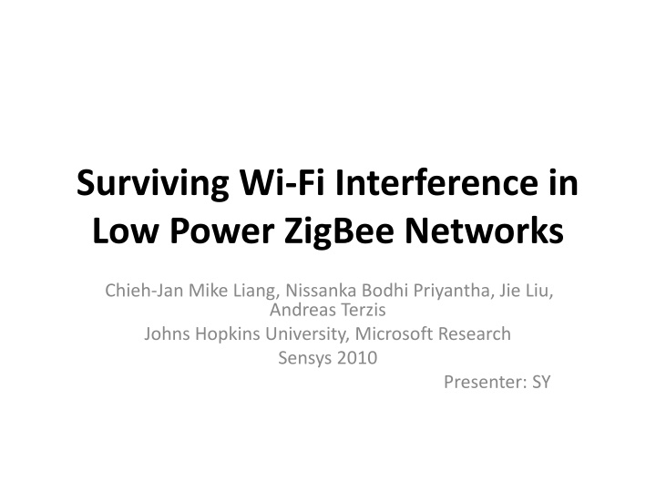 surviving wi fi interference in low power zigbee