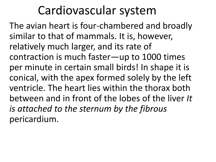 cardiovascular system the avian heart is four