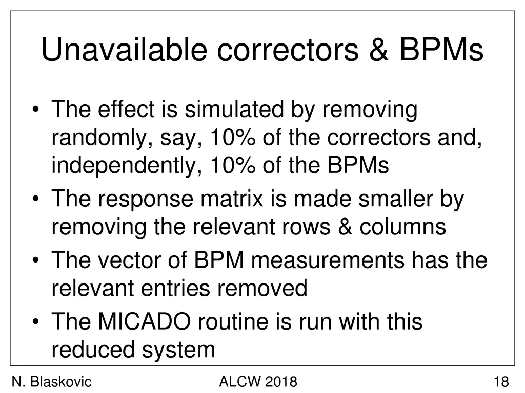 unavailable correctors bpms 1