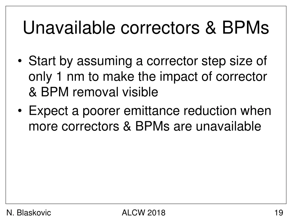 unavailable correctors bpms 2