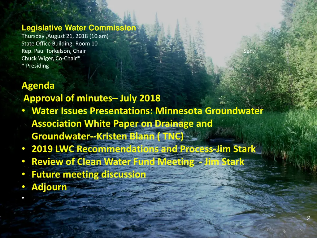 legislative water commission thursday august