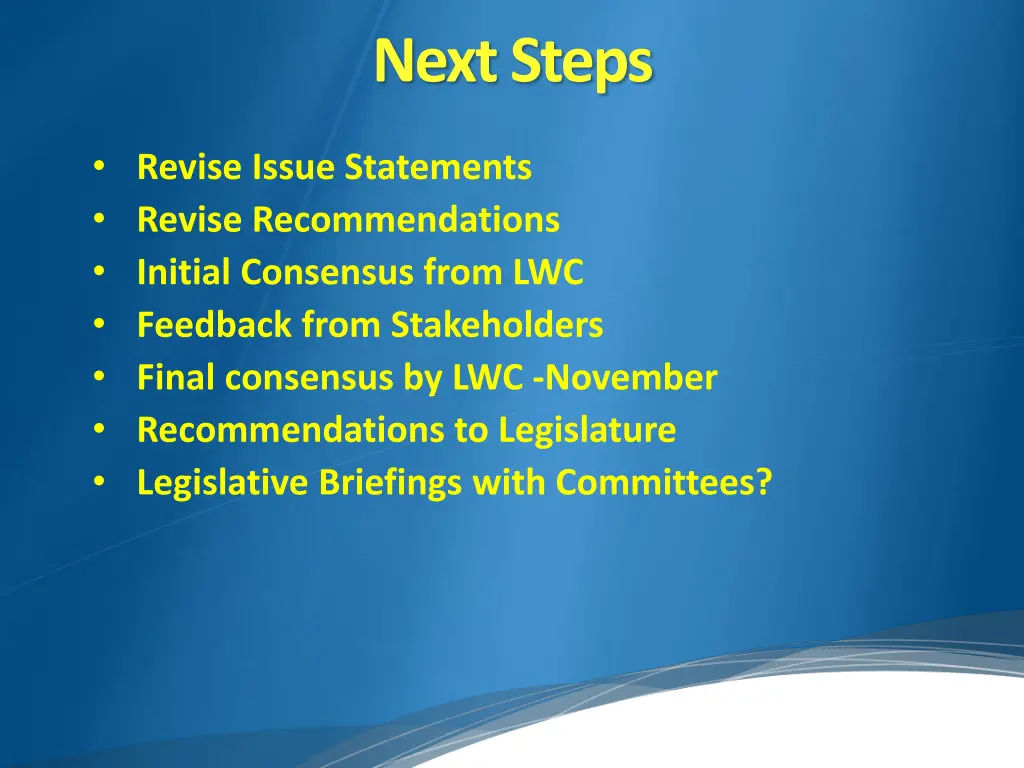 next steps