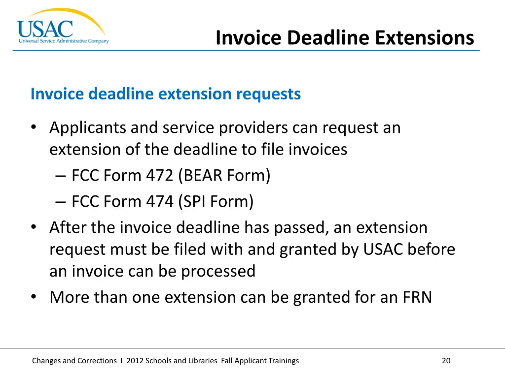 invoice deadline extensions