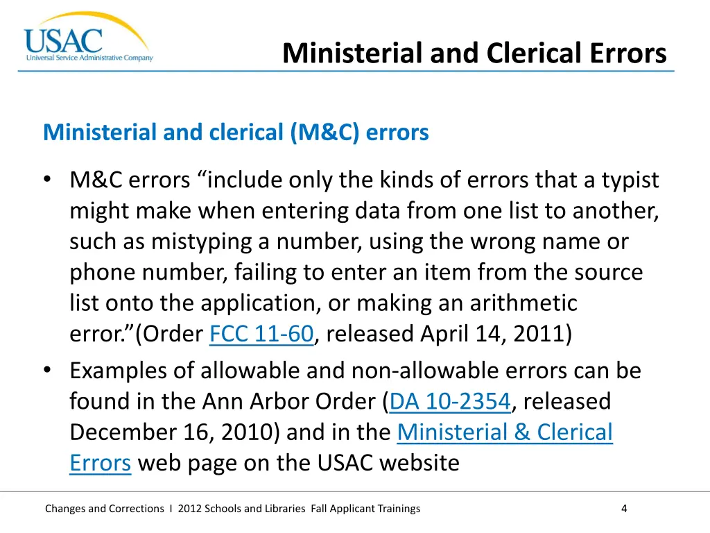 ministerial and clerical errors