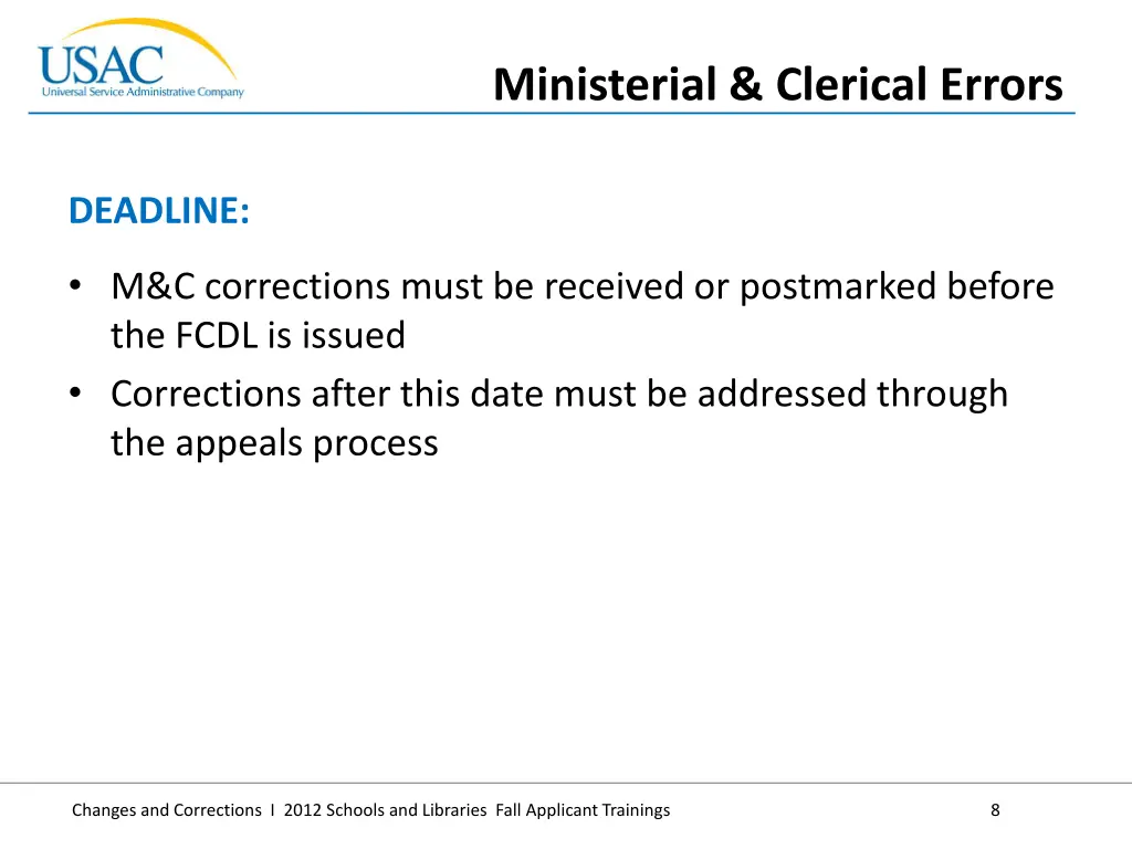 ministerial clerical errors 1