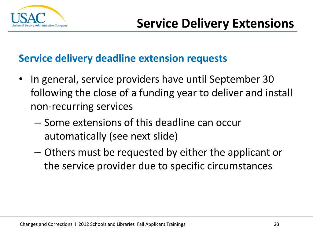service delivery extensions