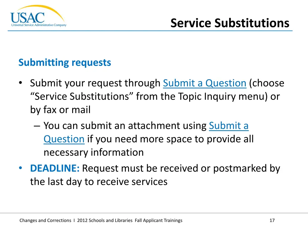 service substitutions 1