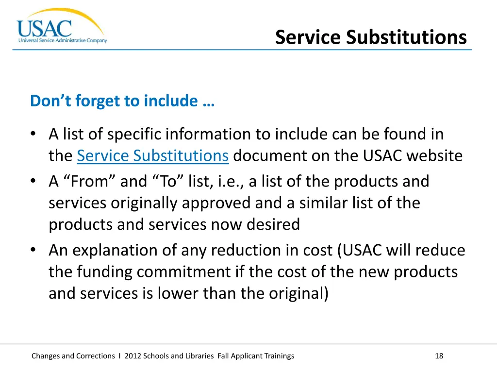 service substitutions 2