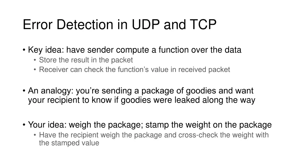 error detection in udp and tcp