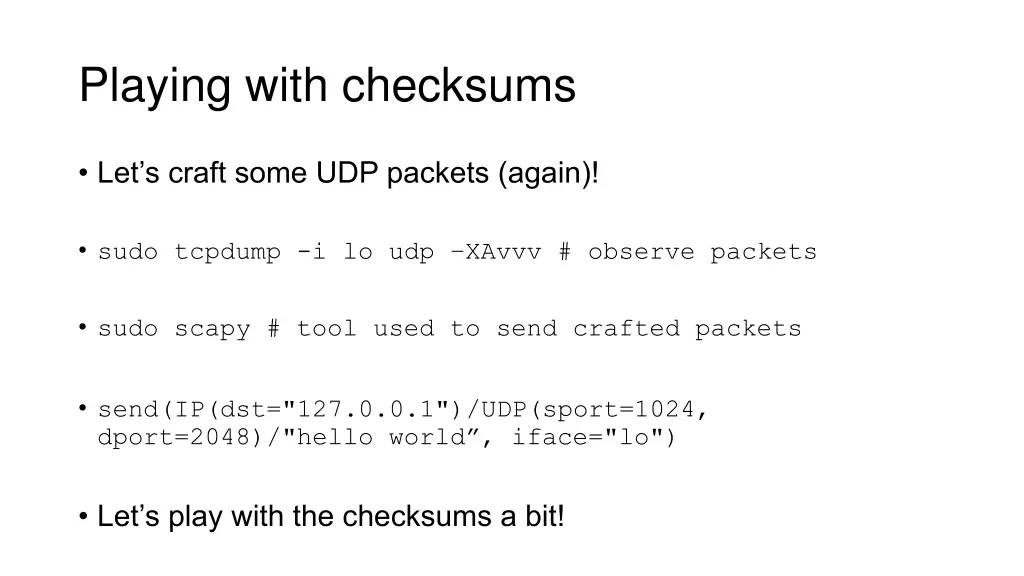 playing with checksums