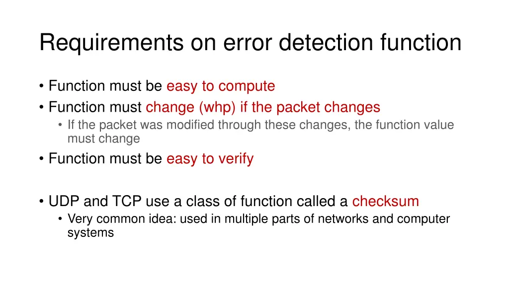 requirements on error detection function