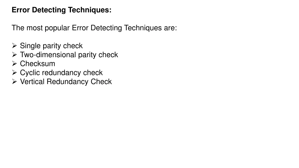 error detecting techniques