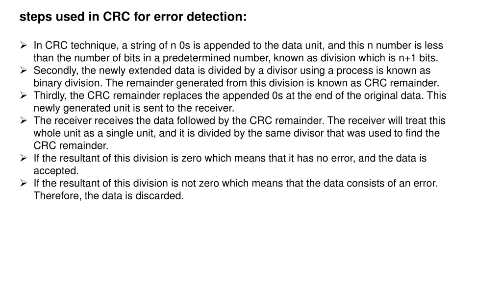 steps used in crc for error detection