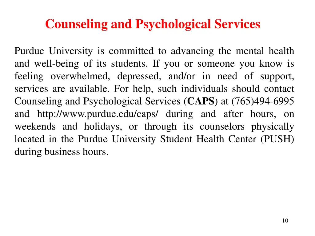 counseling and psychological services