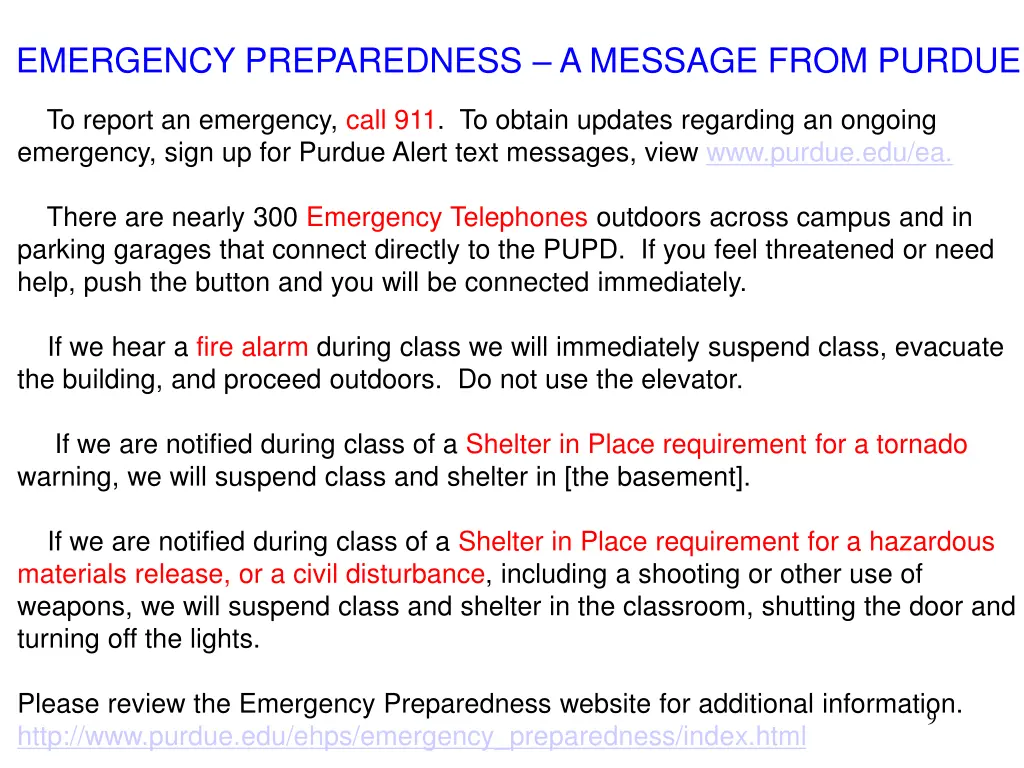 emergency preparedness a message from purdue