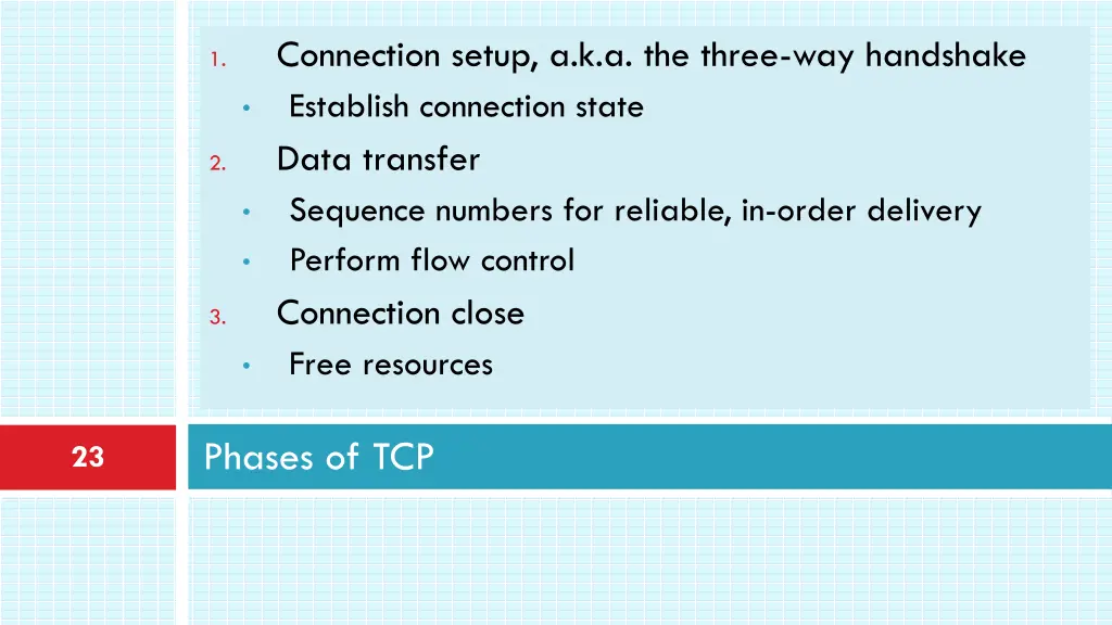 connection setup a k a the three way handshake 1