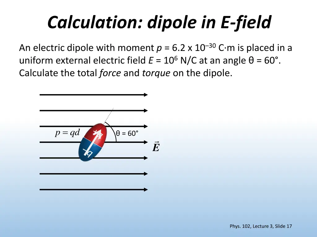 calculation dipole in e field