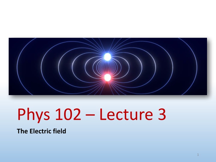 phys 102 lecture 3 the electric field