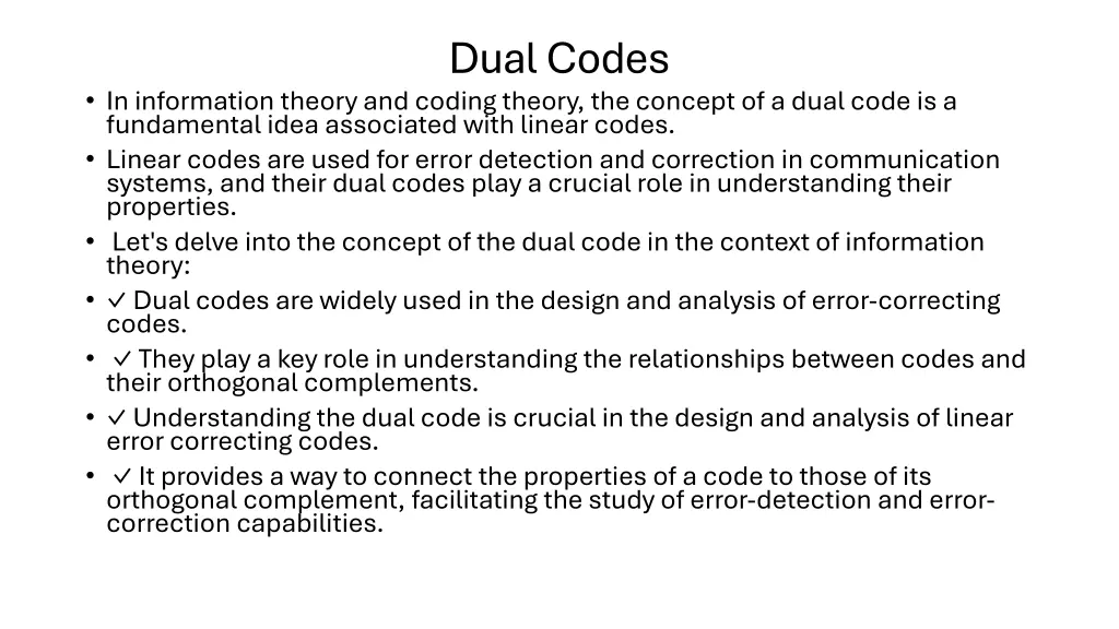 dual codes