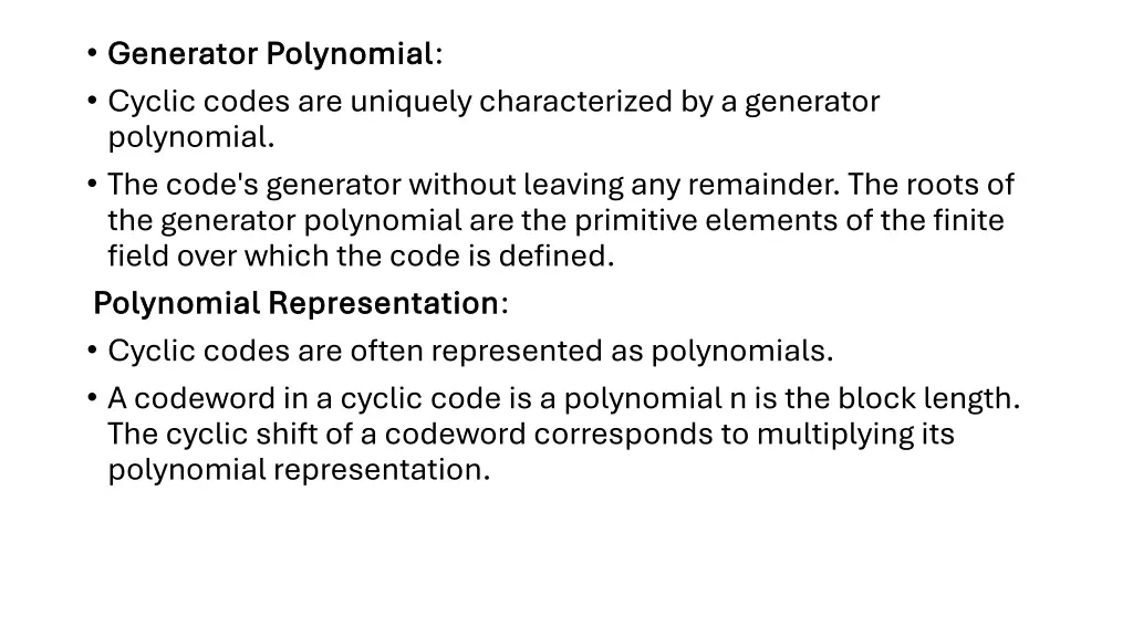 generator polynomial generator polynomial cyclic