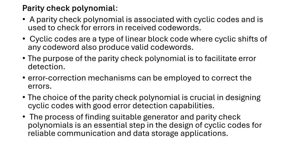 parity check polynomial parity check polynomial