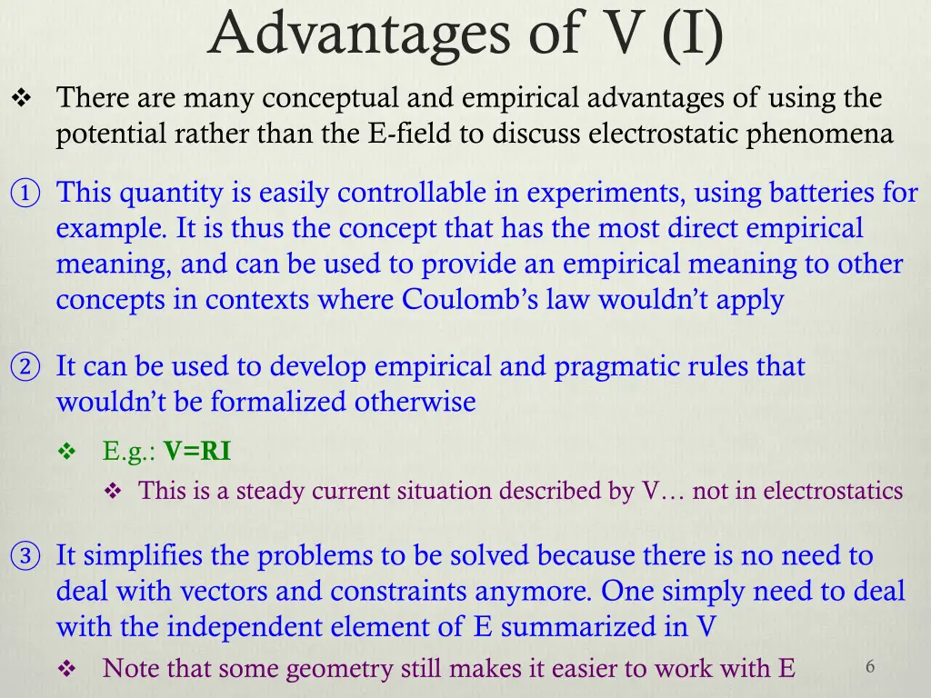 advantages of v i there are many conceptual