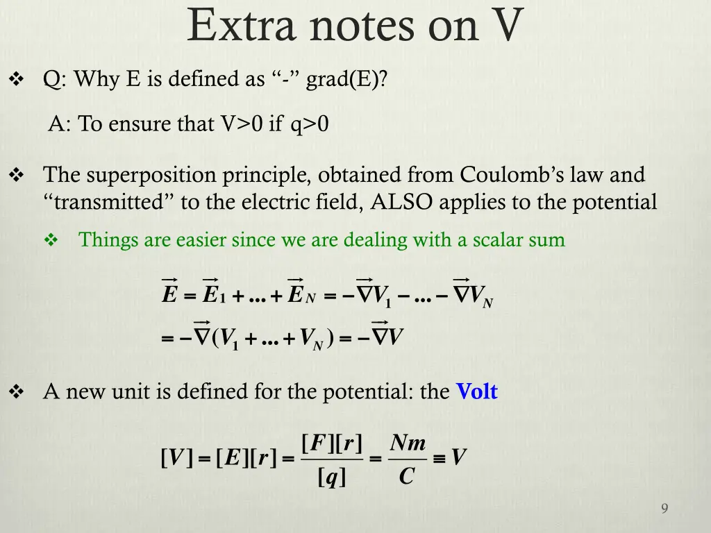 extra notes on v