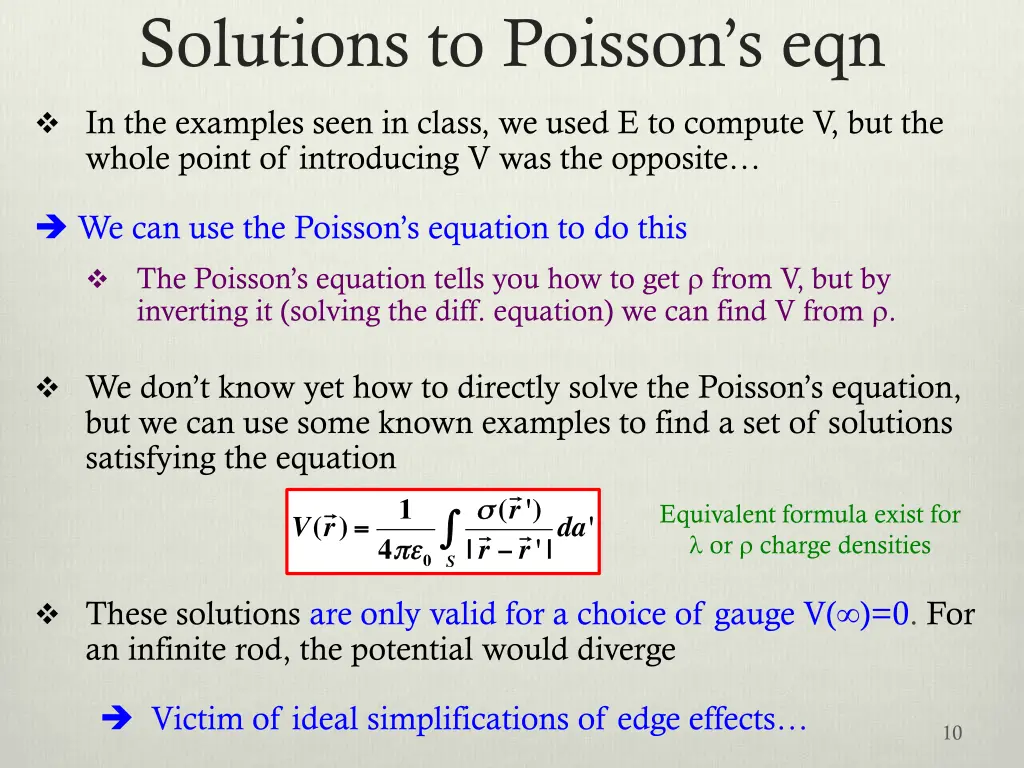 solutions to poisson s eqn