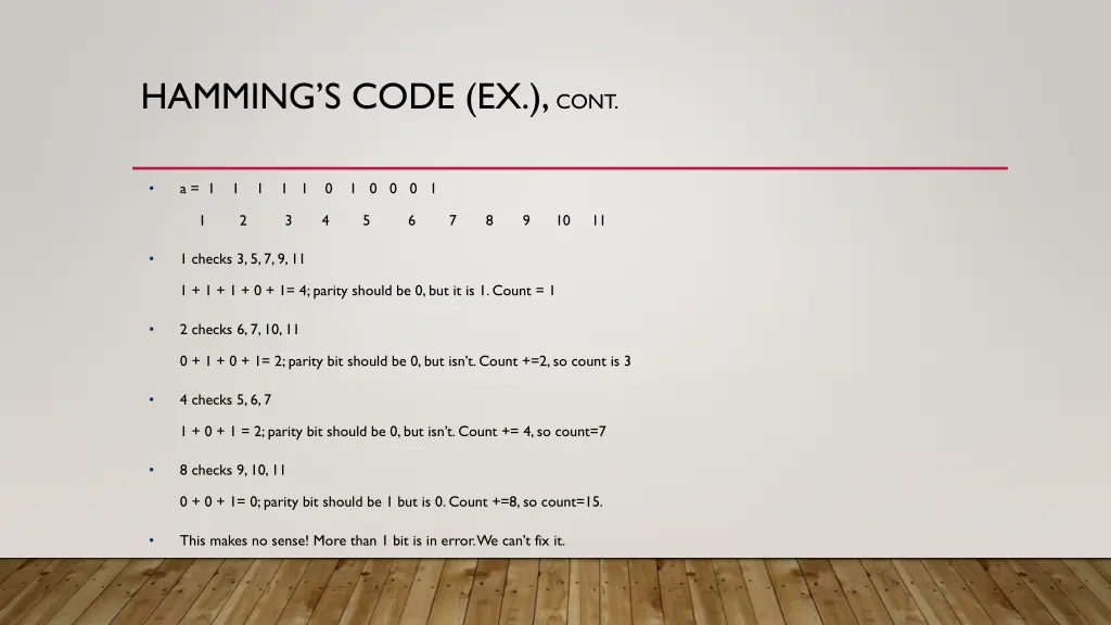 hamming s code ex cont 1