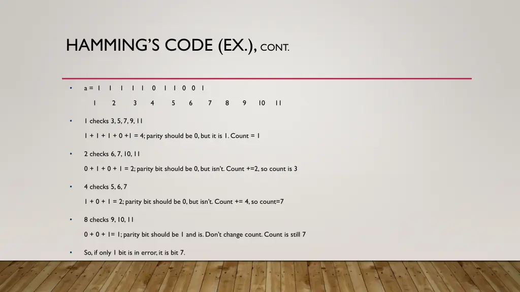 hamming s code ex cont