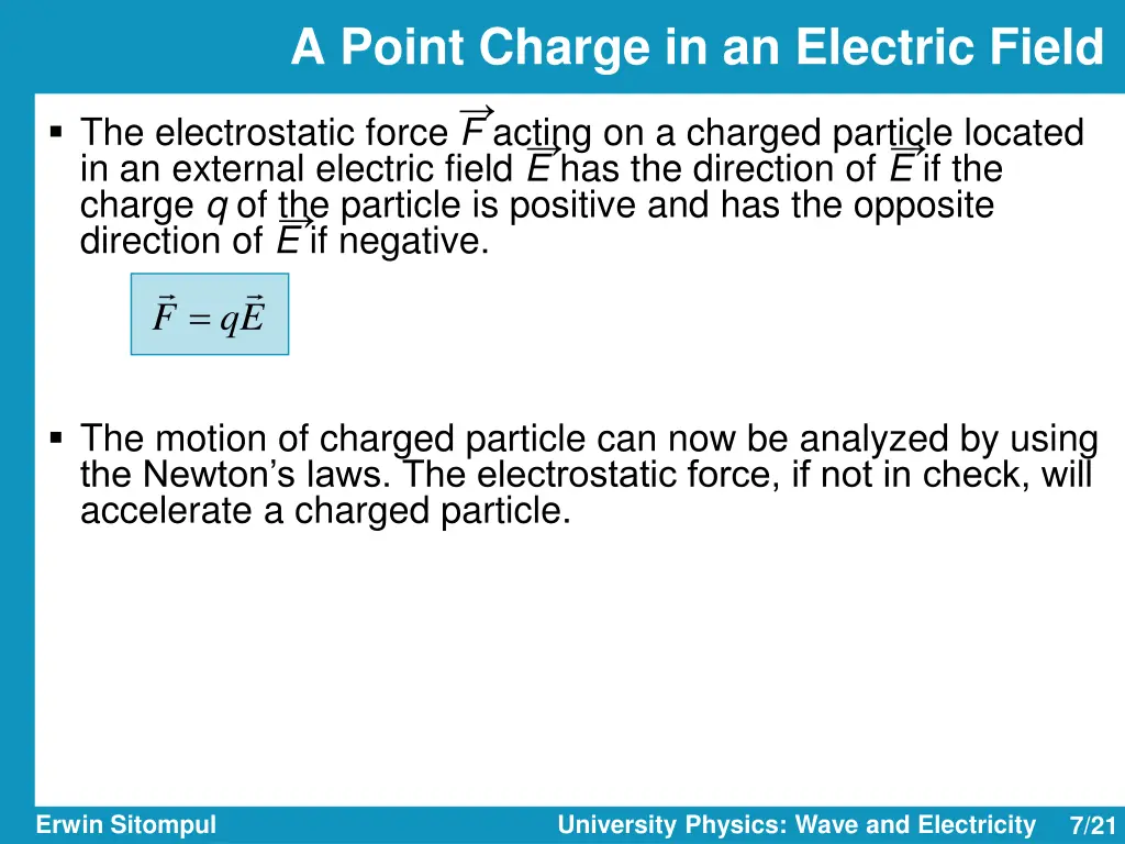 a point charge in an electric field