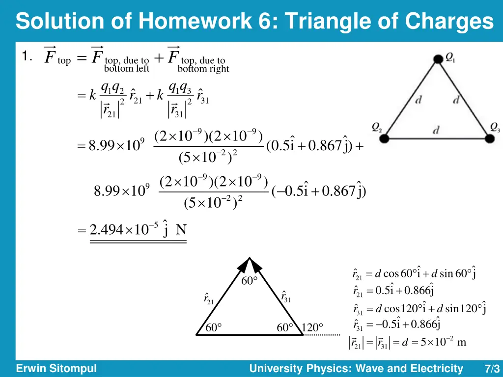 solution of homework 6 triangle of charges