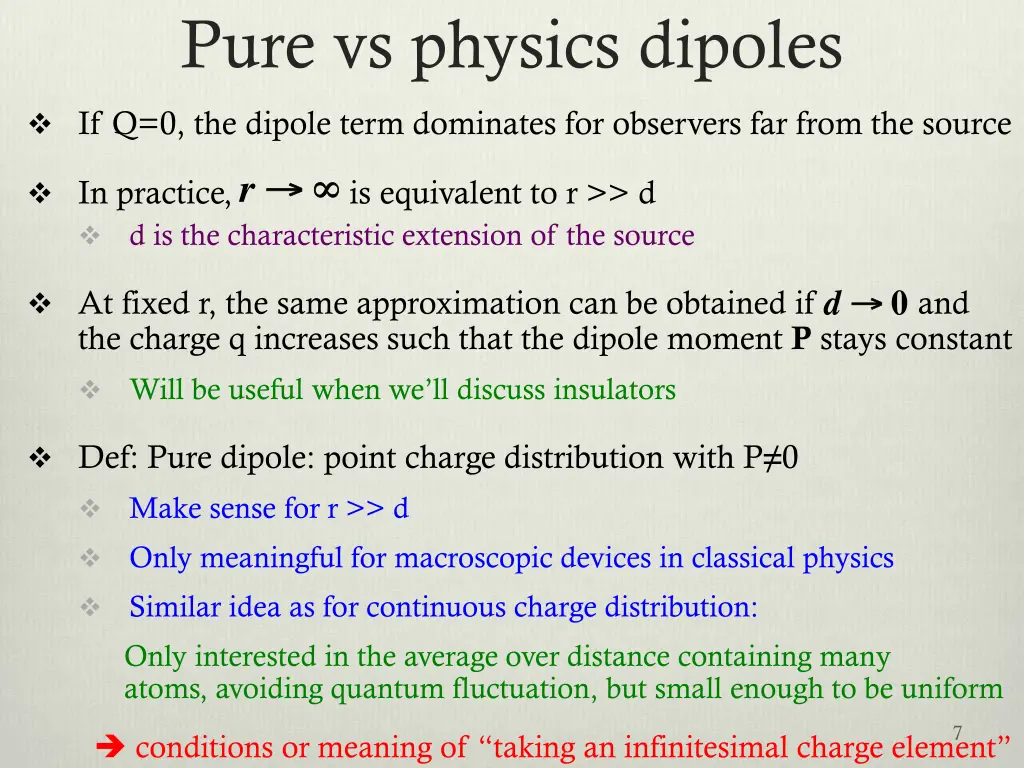 pure vs physics dipoles