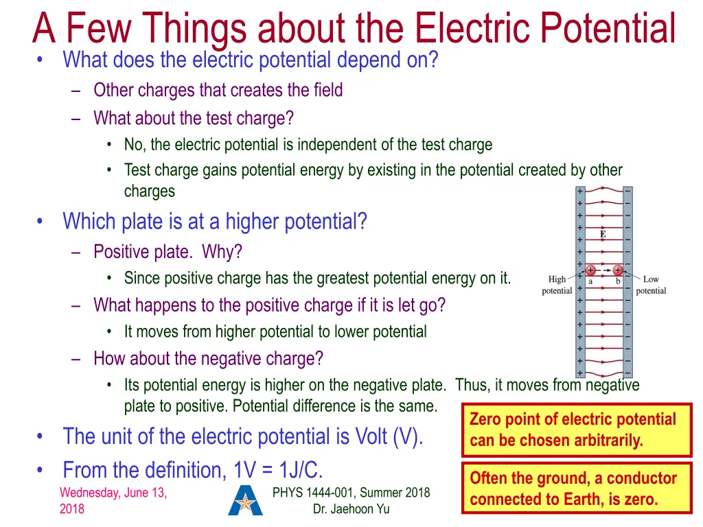 a few things about the electric potential what