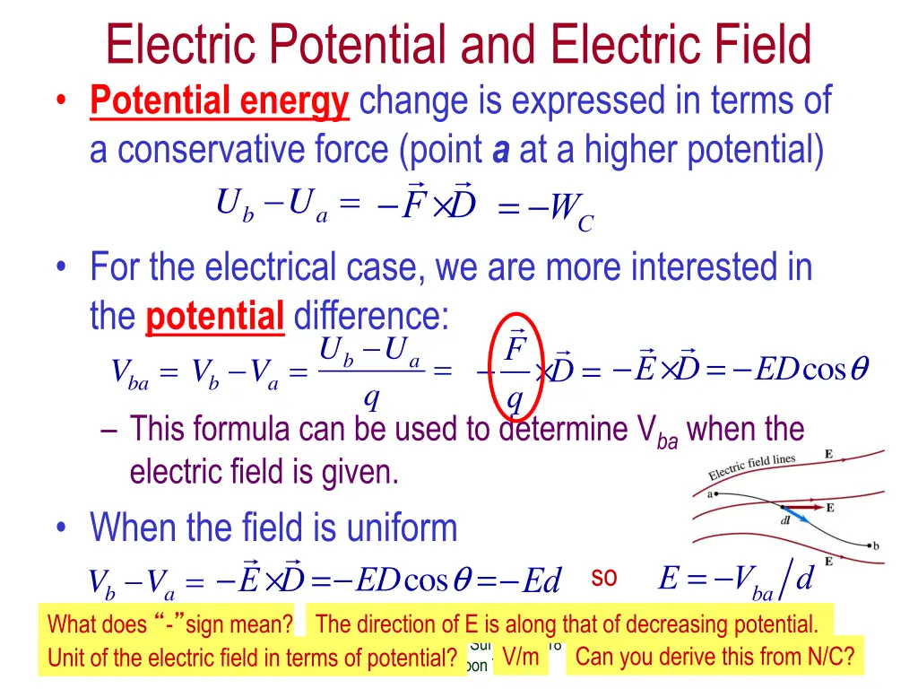 electric potential and electric field potential