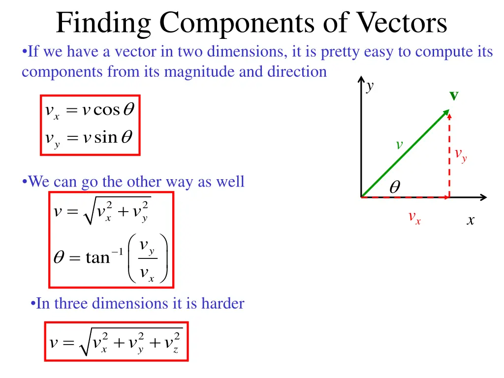 finding components of vectors if we have a vector