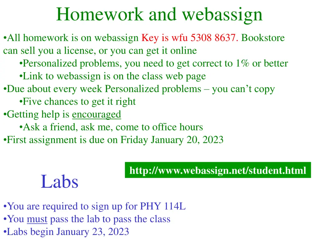 homework and webassign
