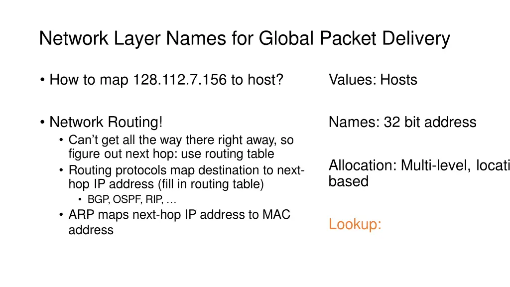 network layer names for global packet delivery 4