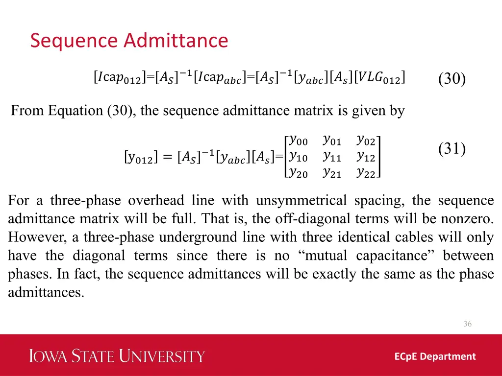 sequence admittance 1