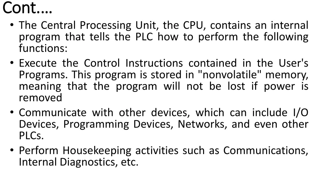cont cont the central processing unit