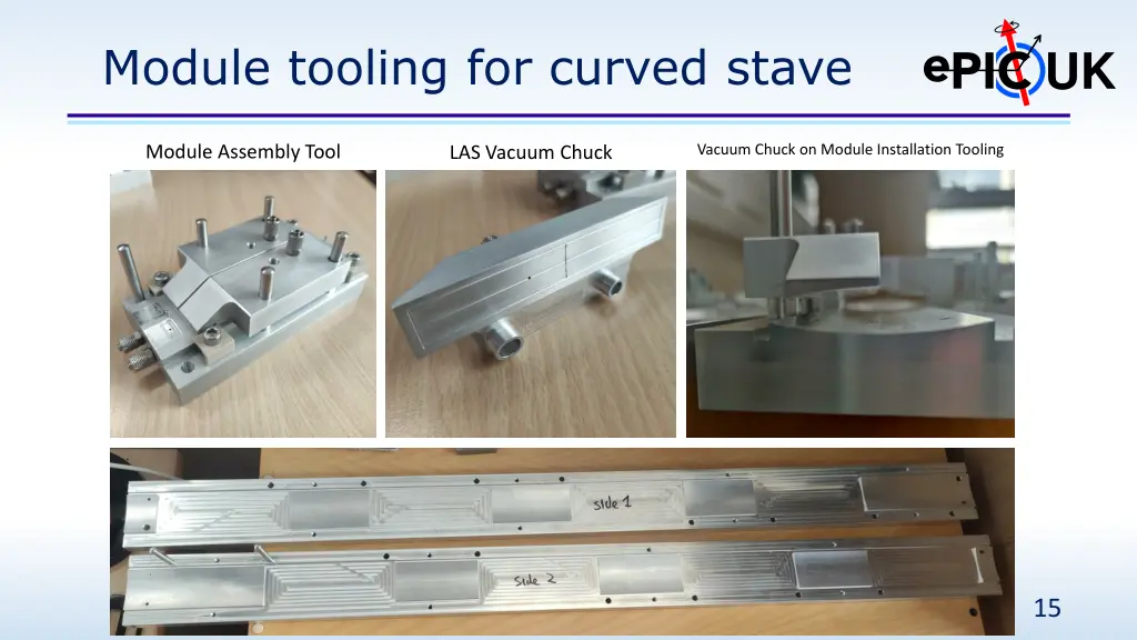 module tooling for curved stave