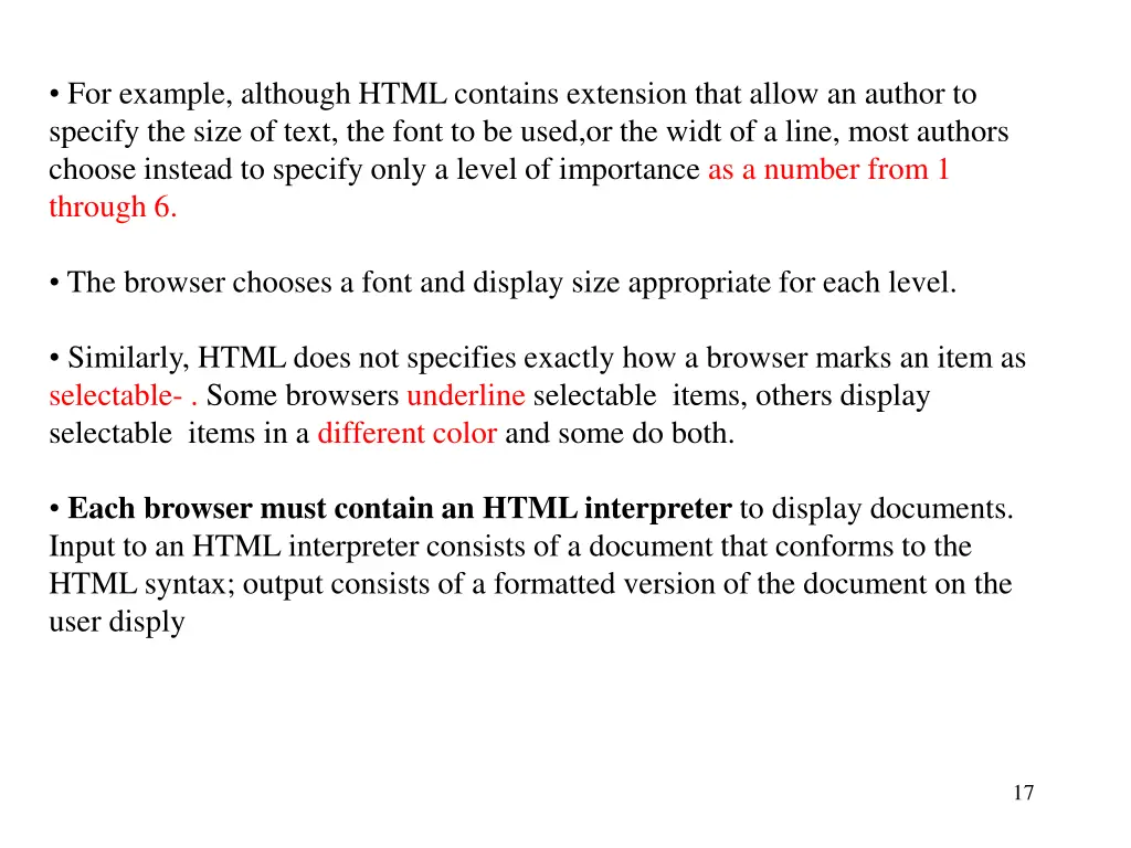 for example although html contains extension that