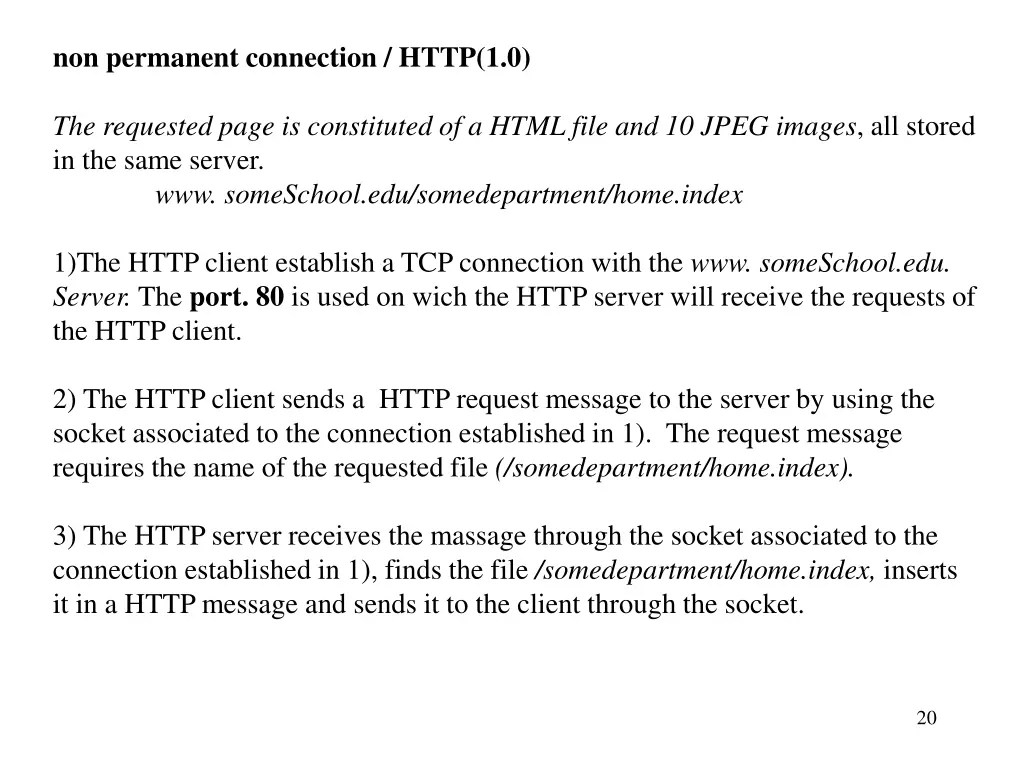 non permanent connection http 1 0