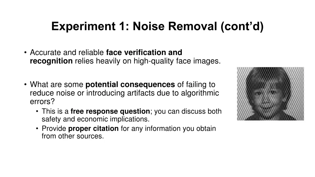 experiment 1 noise removal cont d