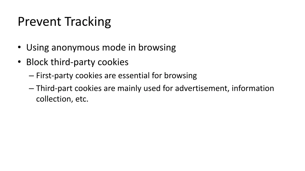 prevent tracking
