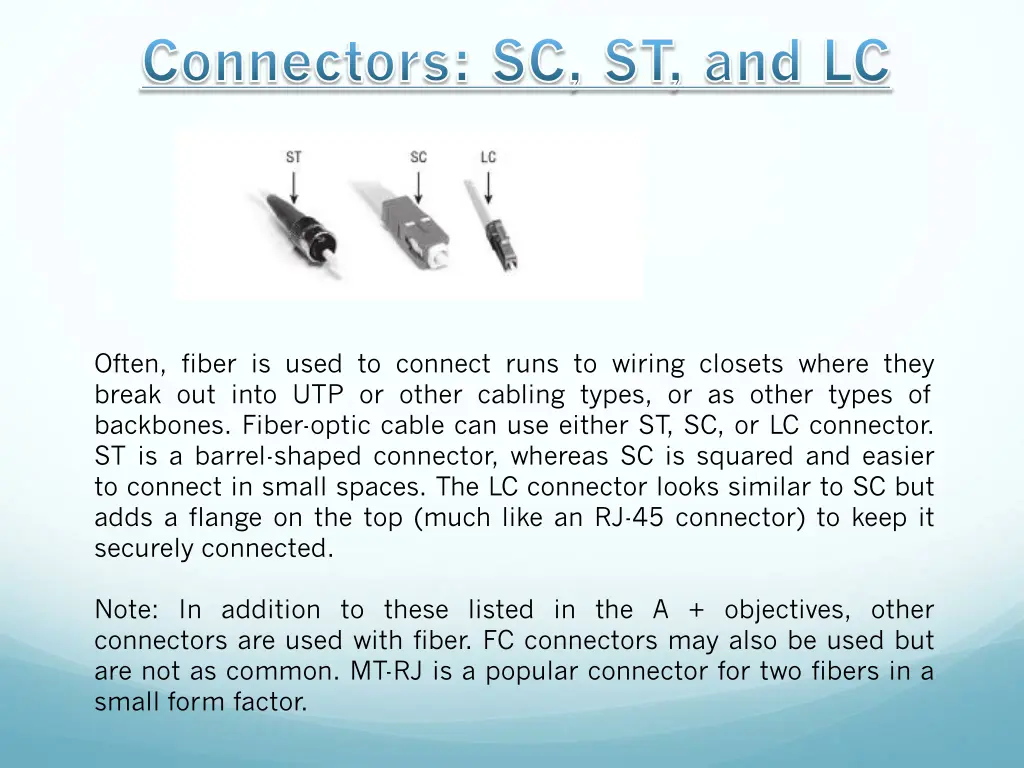 connectors sc st and lc