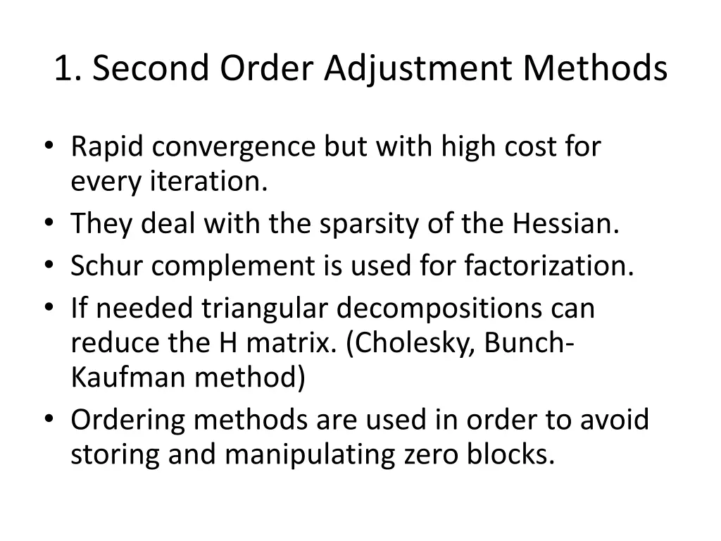 1 second order adjustment methods
