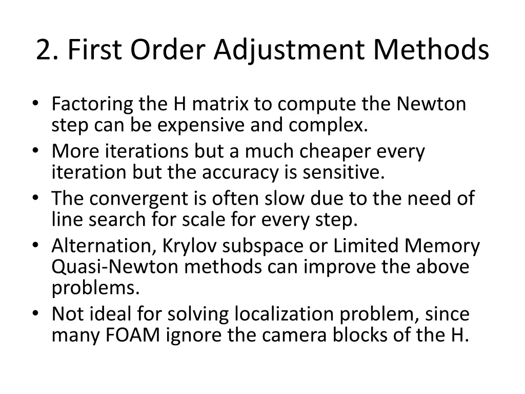 2 first order adjustment methods