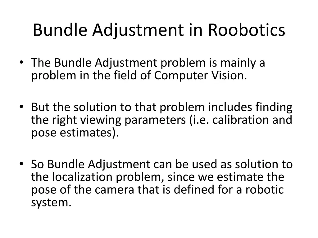 bundle adjustment in roobotics